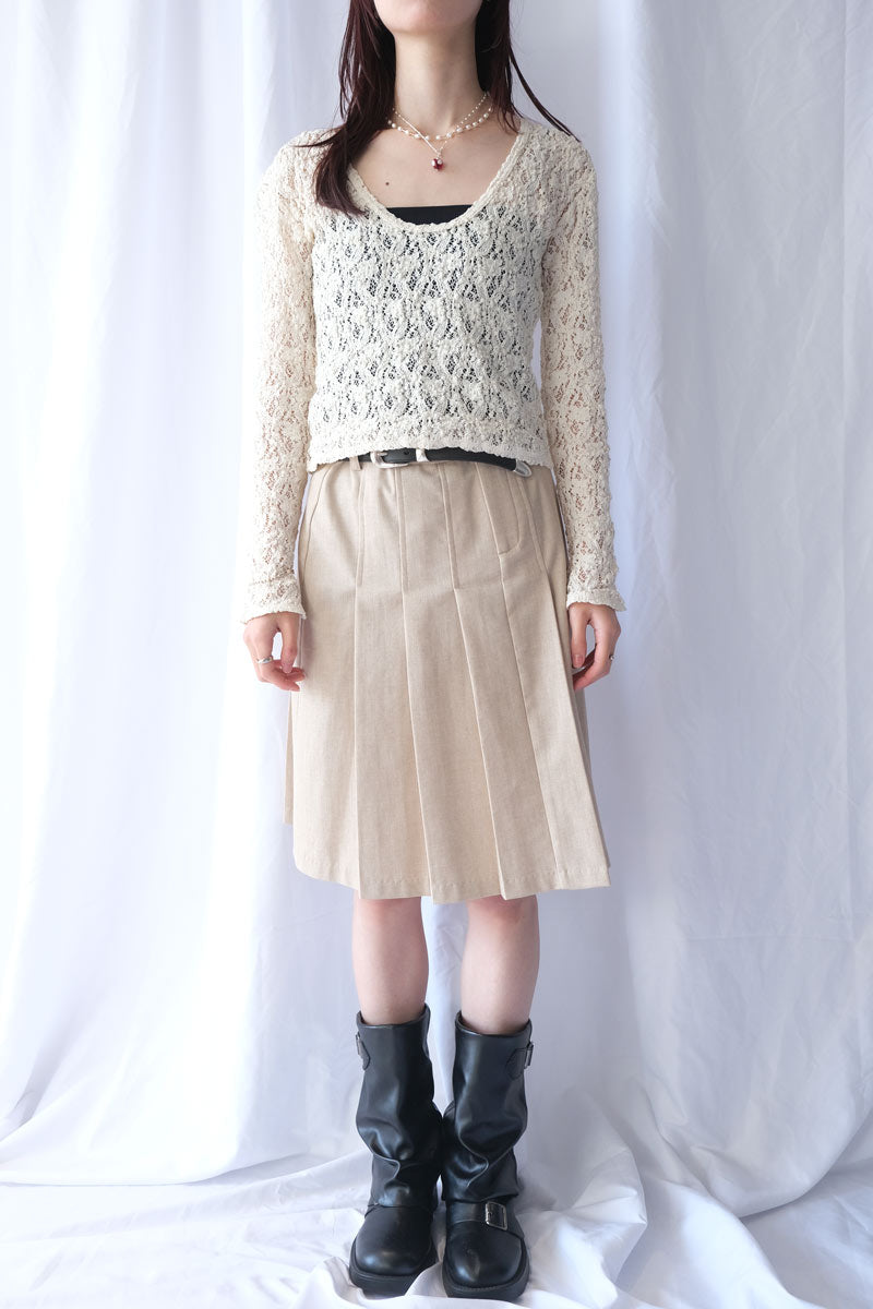 COTTON SHRINK LACE 2WAY TOP / CREAM