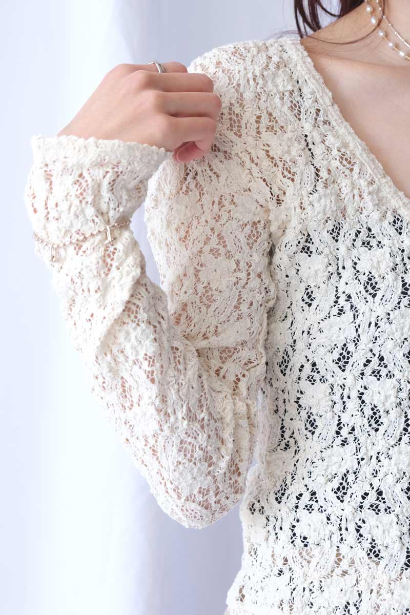 COTTON SHRINK LACE 2WAY TOP / CREAM