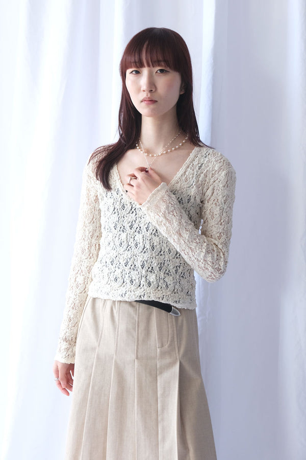 COTTON SHRINK LACE 2WAY TOP / CREAM