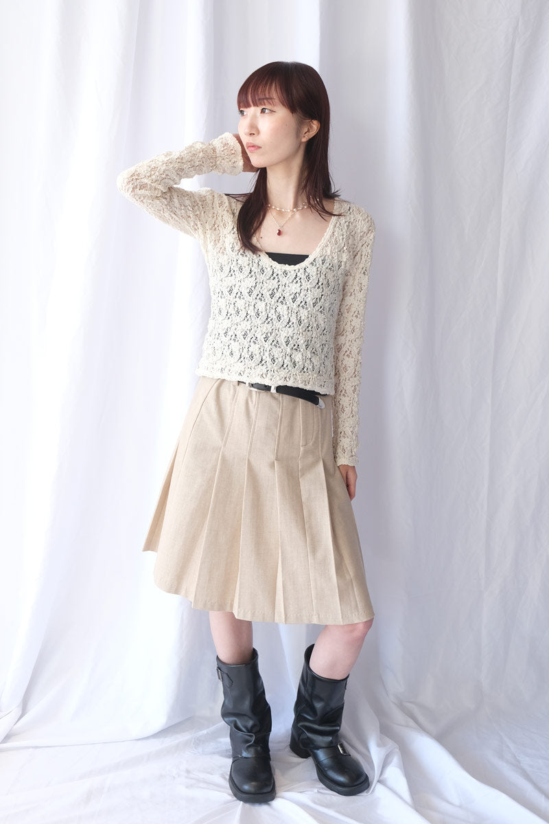 COTTON SHRINK LACE 2WAY TOP / CREAM