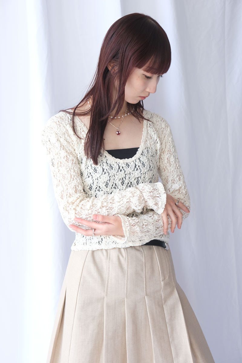 COTTON SHRINK LACE 2WAY TOP / CREAM