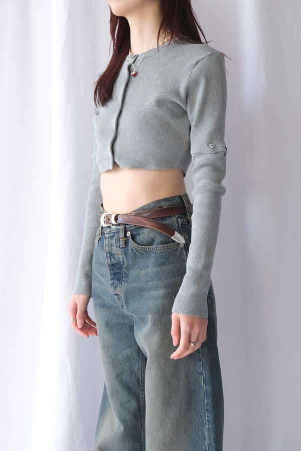 COTTON RIB KNIT DETACHABLE CARDIGAN / BLUE GRAY