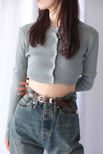 画像をギャラリービューアに読み込む, COTTON RIB KNIT DETACHABLE CARDIGAN / BLUE GRAY