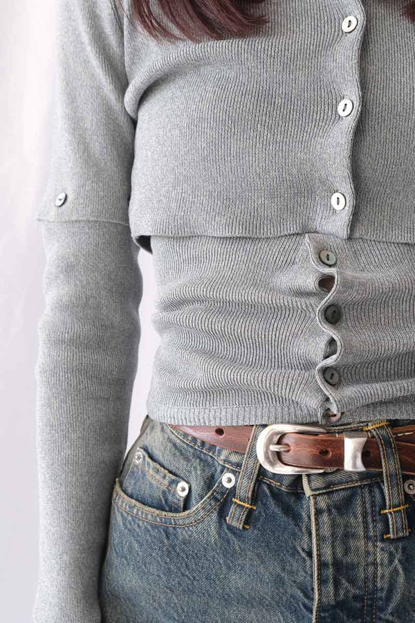 COTTON RIB KNIT BELLY BAND / BLUE GRAY