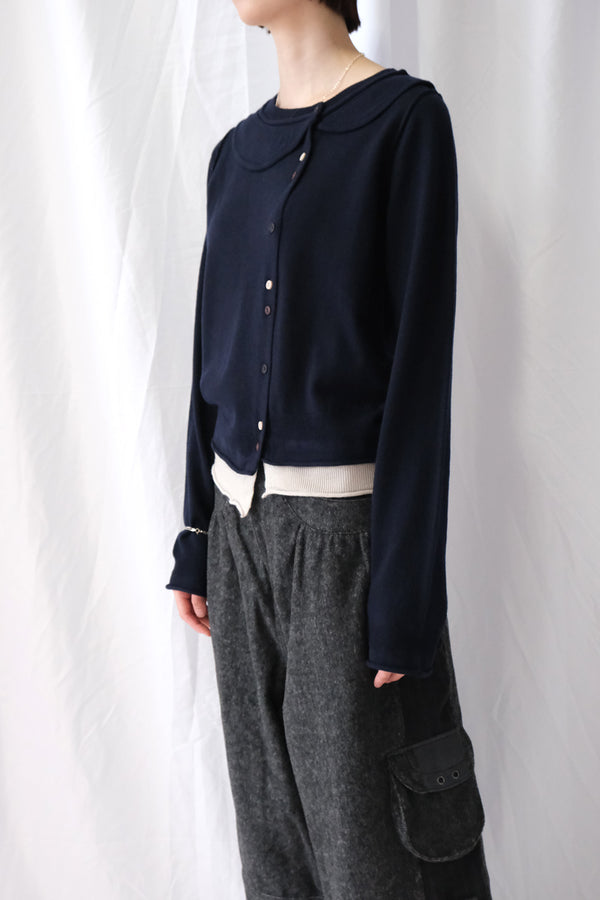 ROUND COLLAR KNIT CARDIGAN / NAVY