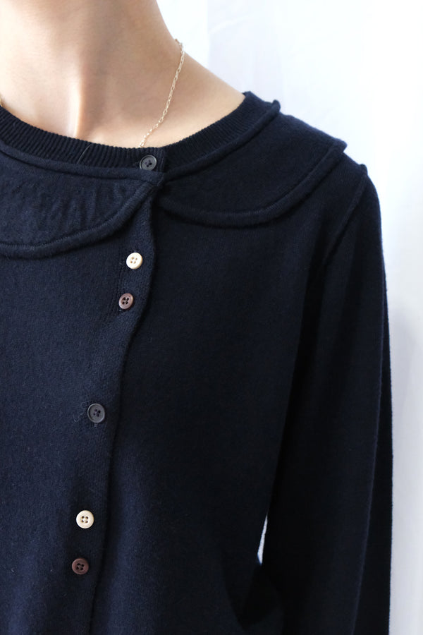 ROUND COLLAR KNIT CARDIGAN / NAVY