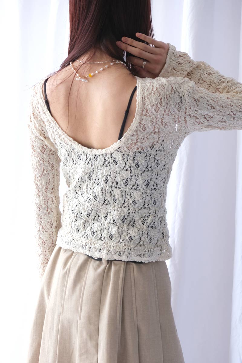 COTTON SHRINK LACE 2WAY TOP / CREAM