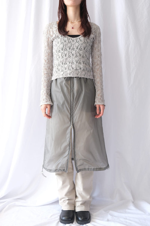 COTTON SHRINK LACE 2WAY TOP / L-GRAY