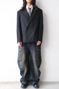 SUPER140 DOUBLE BREASTED JACKET .14 / BLACK