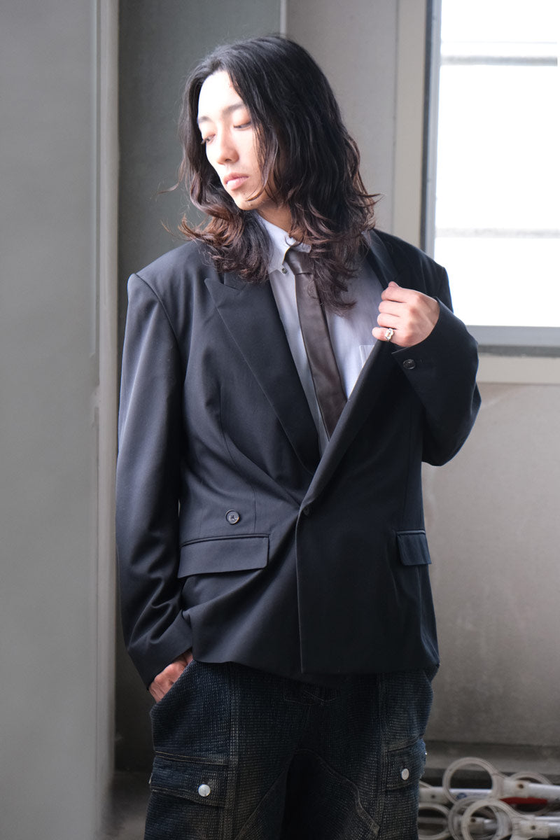 SUPER140 DOUBLE BREASTED JACKET .14 / BLACK