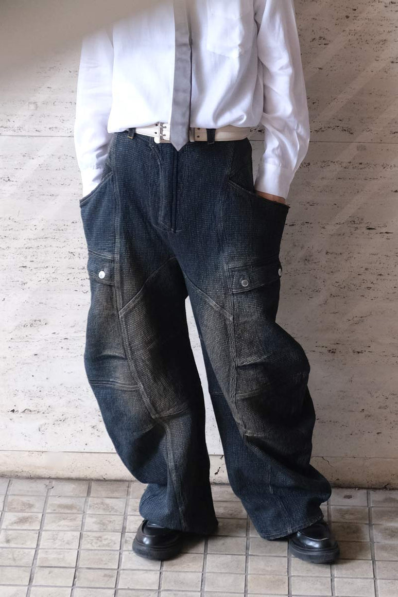 SASHIKO BANANA CUTTING PANTS .14 / RUSTY INDIGO