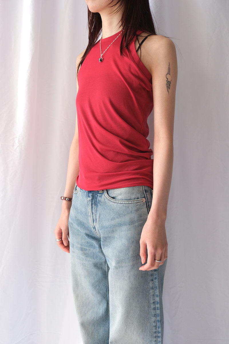 HIGH TWIST JERSEY DISTORTED TANK / RED