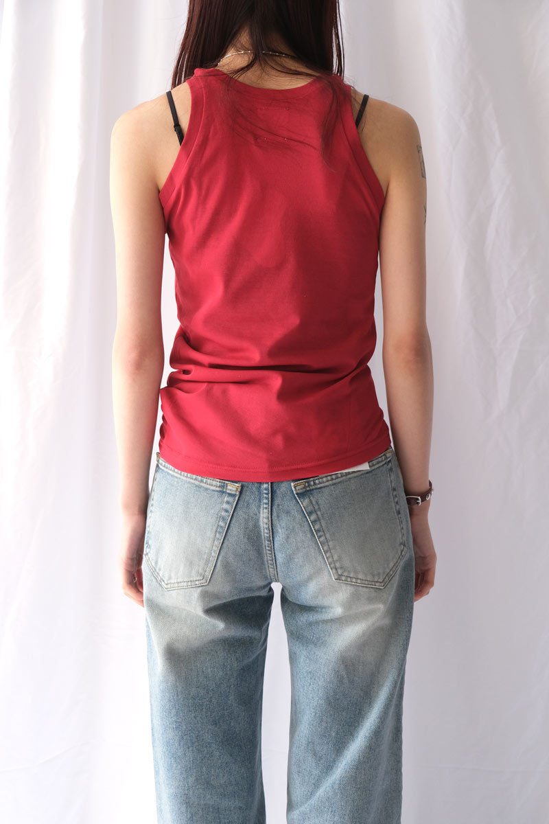 HIGH TWIST JERSEY DISTORTED TANK / RED