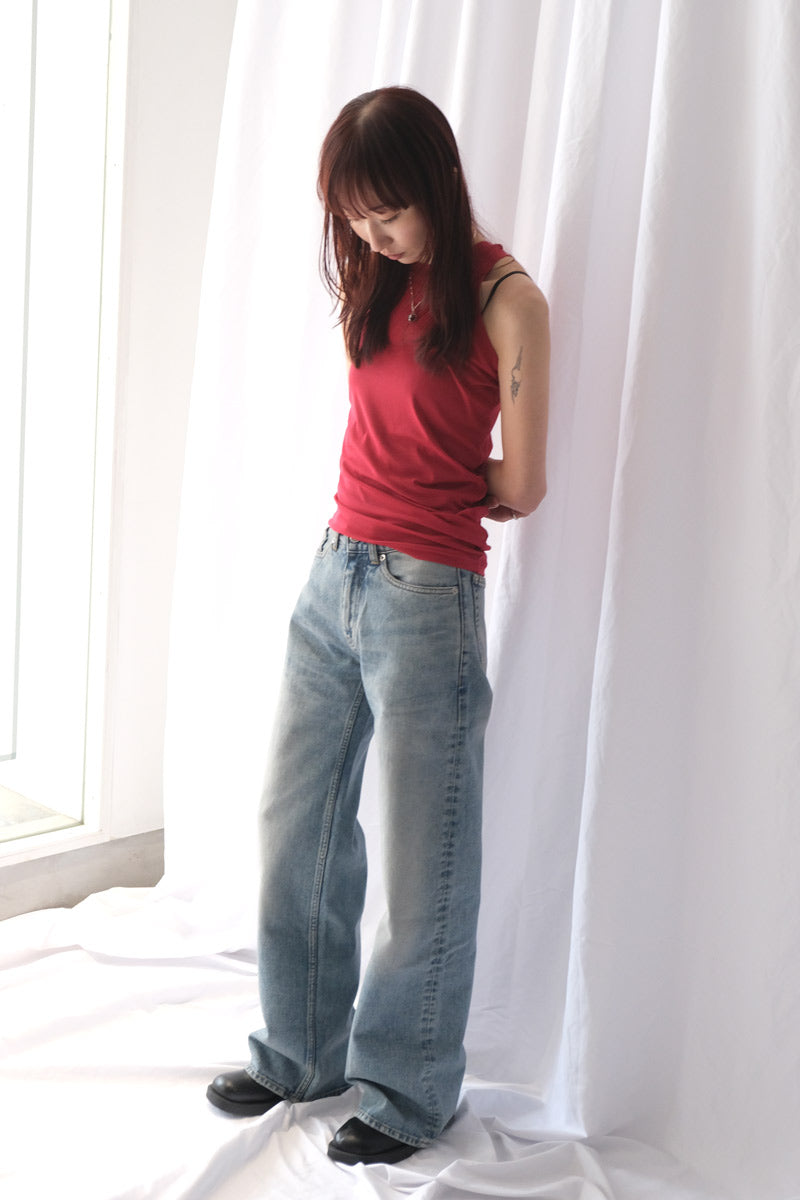 HIGH TWIST JERSEY DISTORTED TANK / RED