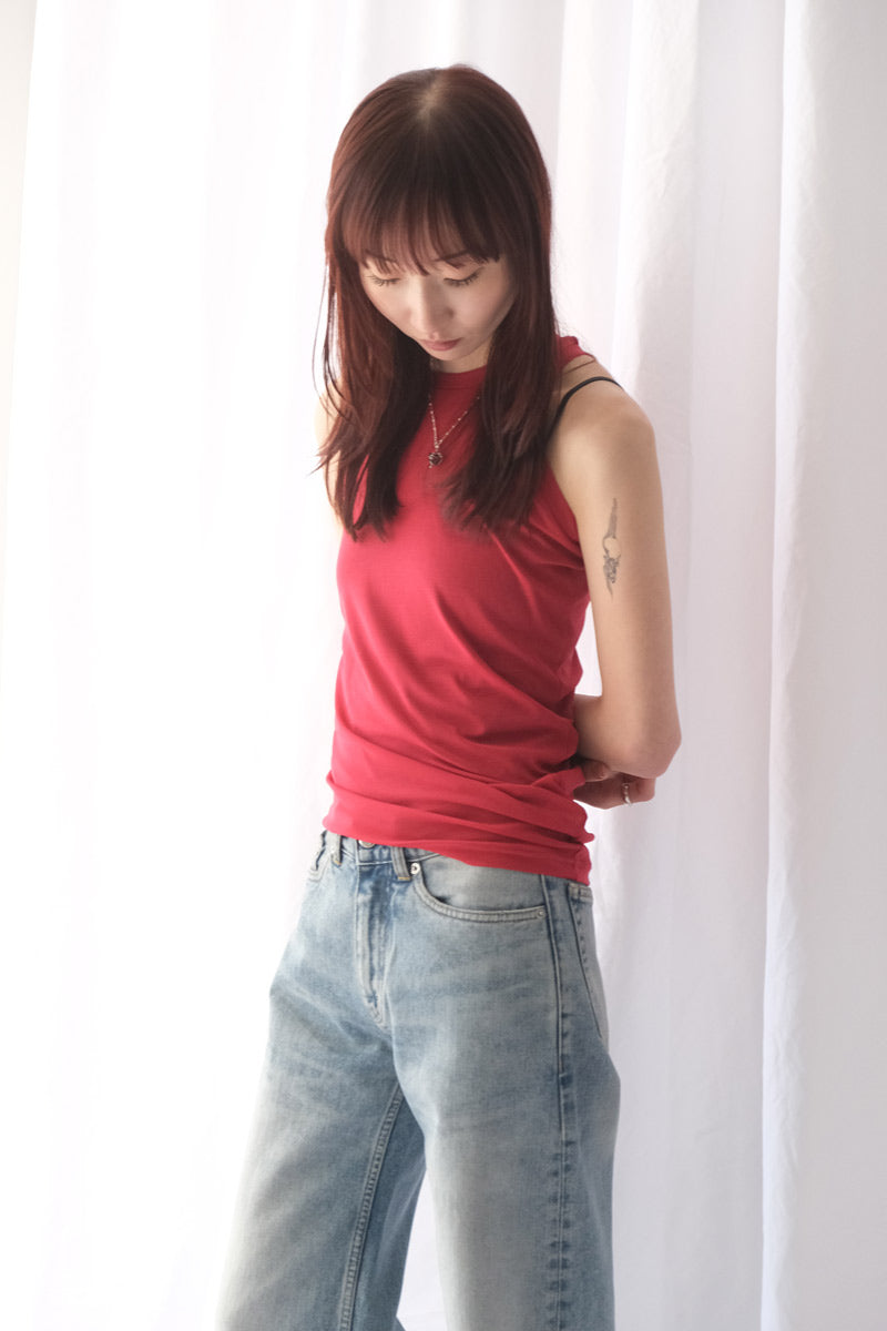 HIGH TWIST JERSEY DISTORTED TANK / RED