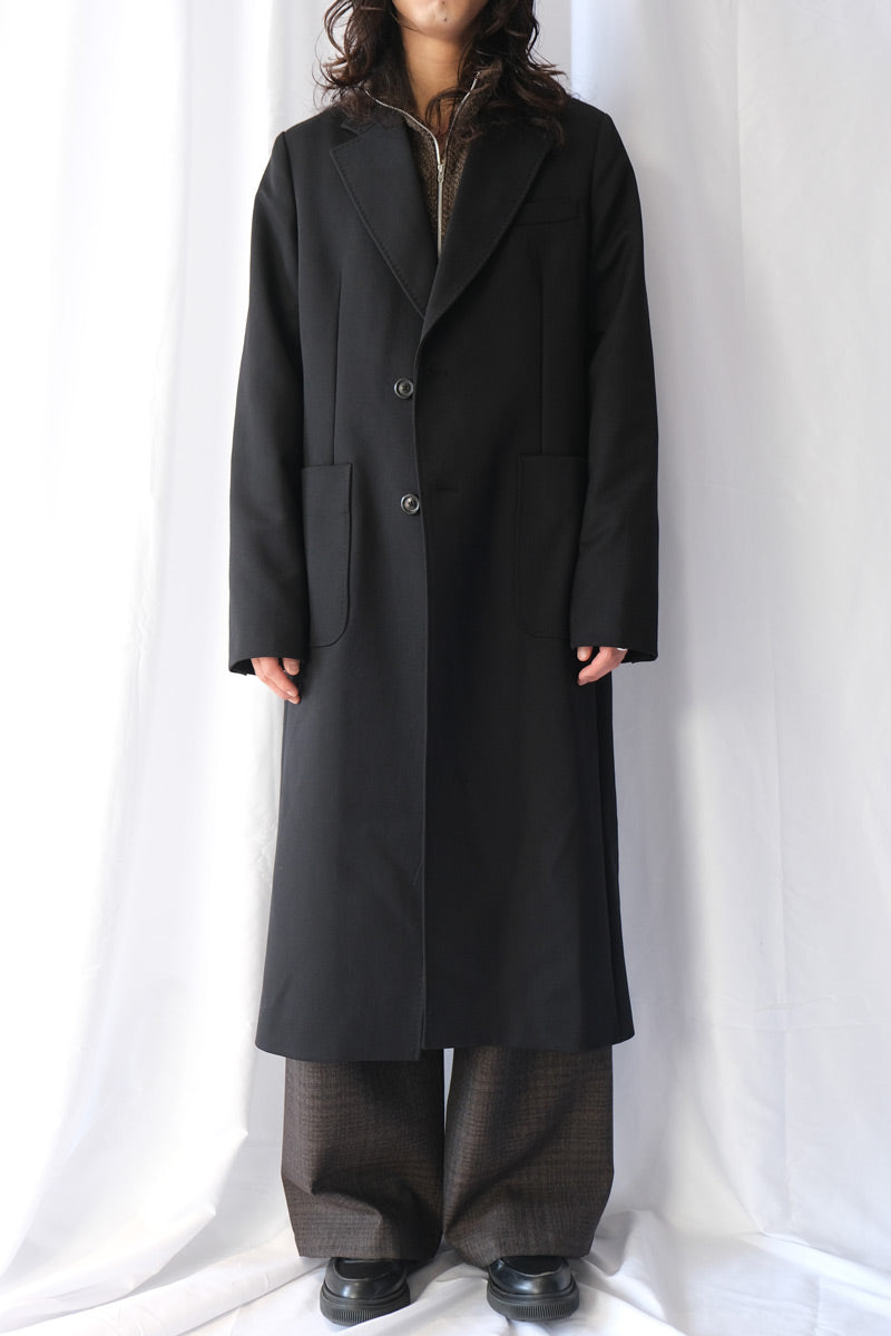 OUR LAGACY | ROBE OVERCOAT / ONYX BLACK TECH SATEEN オーバーサイズ