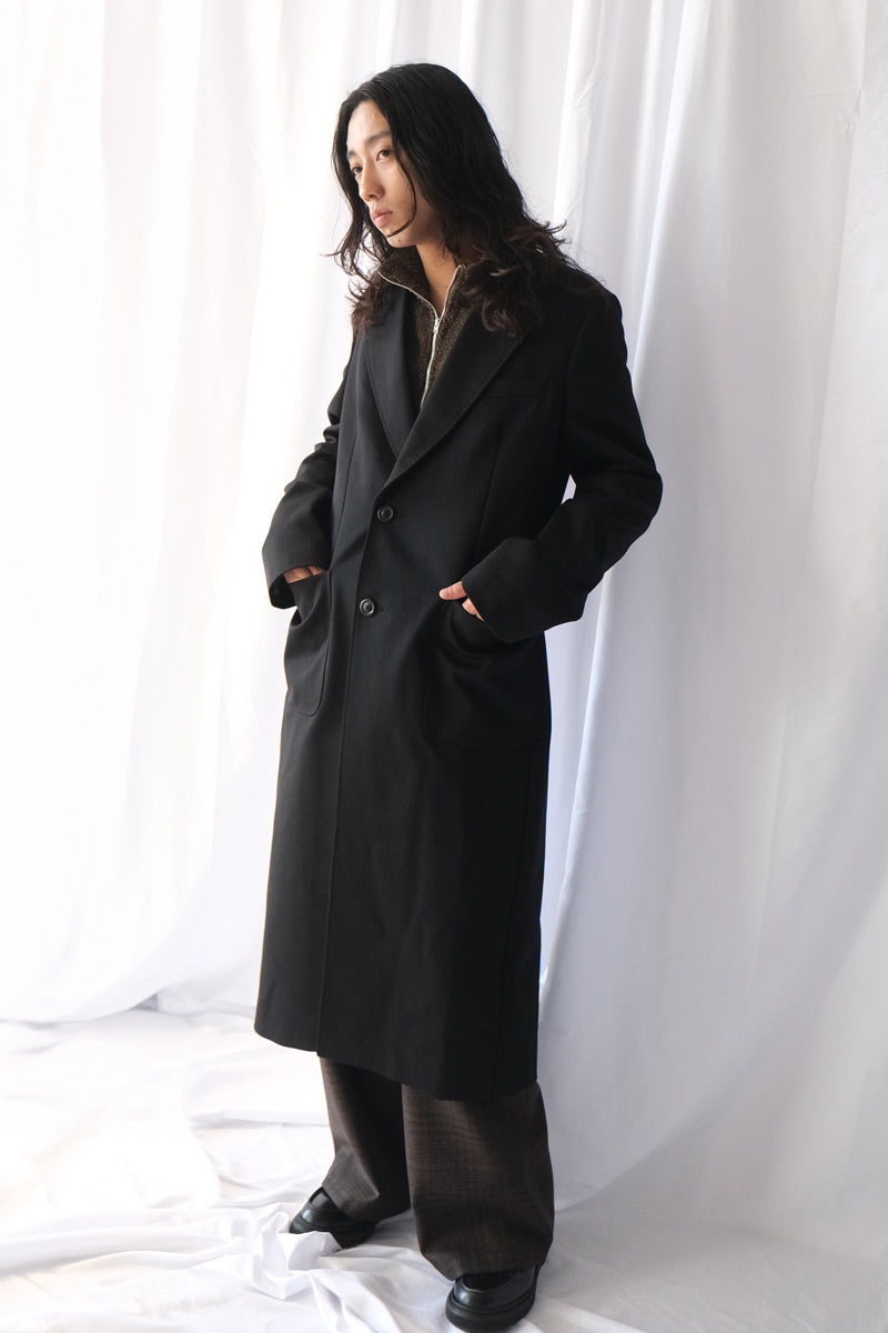 OUR LAGACY | ROBE OVERCOAT / ONYX BLACK TECH SATEEN オーバーサイズ