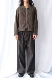 SHRUNKEN FULLZIP POLO / BROWN SPARSE BUCKLE WEAVE