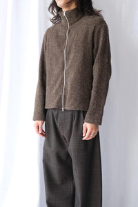 SHRUNKEN FULLZIP POLO / BROWN SPARSE BUCKLE WEAVE