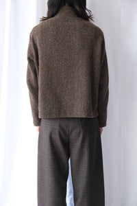 SHRUNKEN FULLZIP POLO / BROWN SPARSE BUCKLE WEAVE