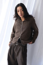 画像をギャラリービューアに読み込む, SHRUNKEN FULLZIP POLO / BROWN SPARSE BUCKLE WEAVE