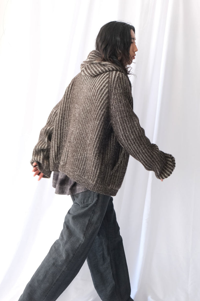 LEVEL HOOD / VANISE BROWN STRIPE ISELS WOOL