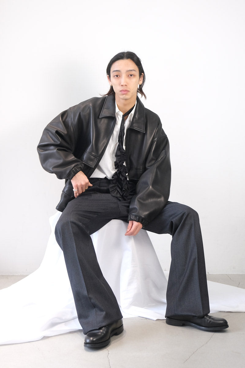 SHEEP LEATHER SHORT BLOUSON / BLACK