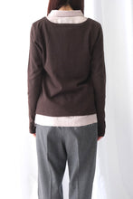 画像をギャラリービューアに読み込む, LAYERED SHIRT CARDIGAN / BROWN