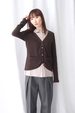 画像をギャラリービューアに読み込む, LAYERED SHIRT CARDIGAN / BROWN