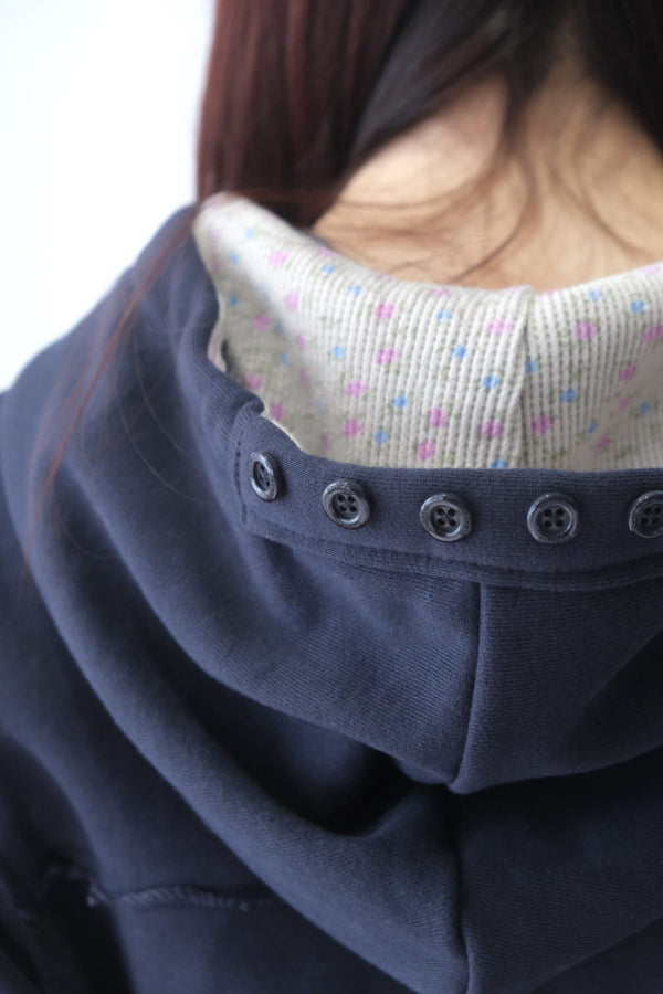 FLOWER POINT ZIP-UP HOODIE / NAVY