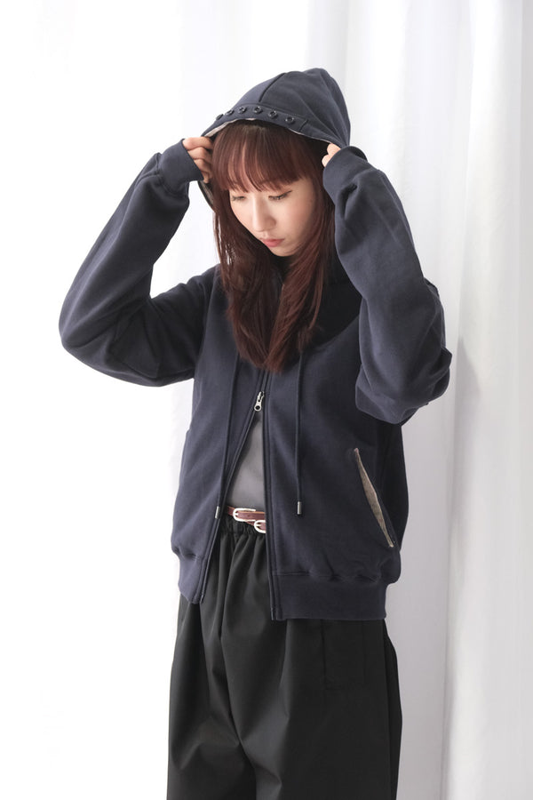 FLOWER POINT ZIP-UP HOODIE / NAVY