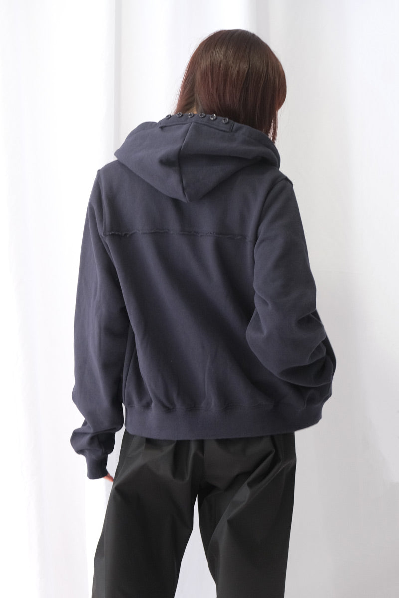 FLOWER POINT ZIP-UP HOODIE / NAVY