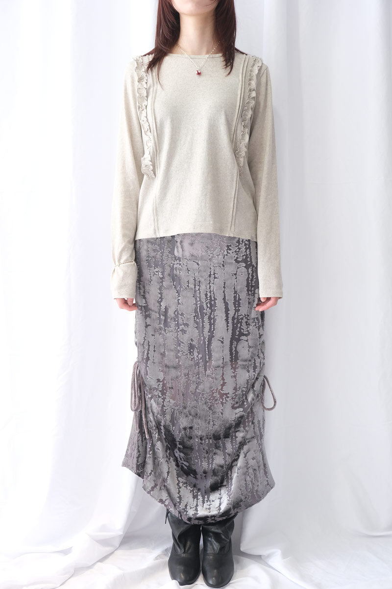 DOUBLE RUFFLE LONG SLEEVE / OATMEAL