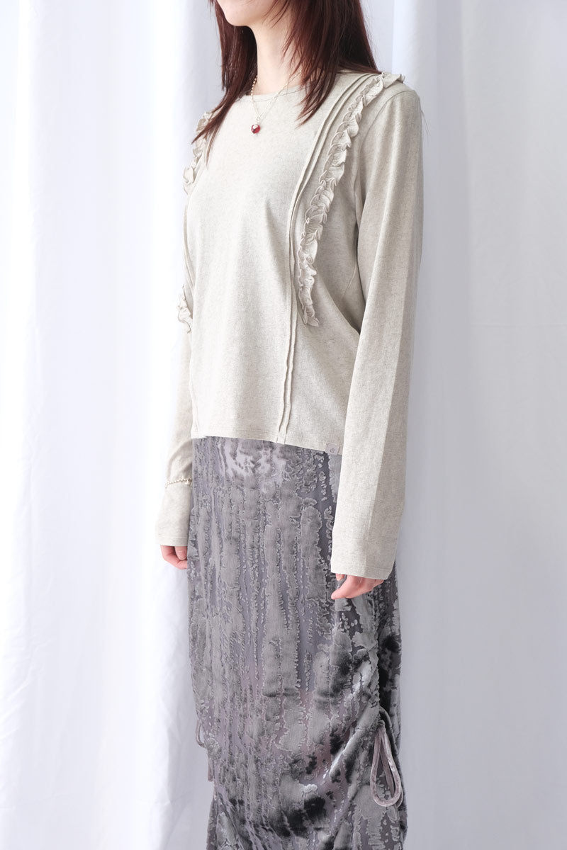 DOUBLE RUFFLE LONG SLEEVE / OATMEAL