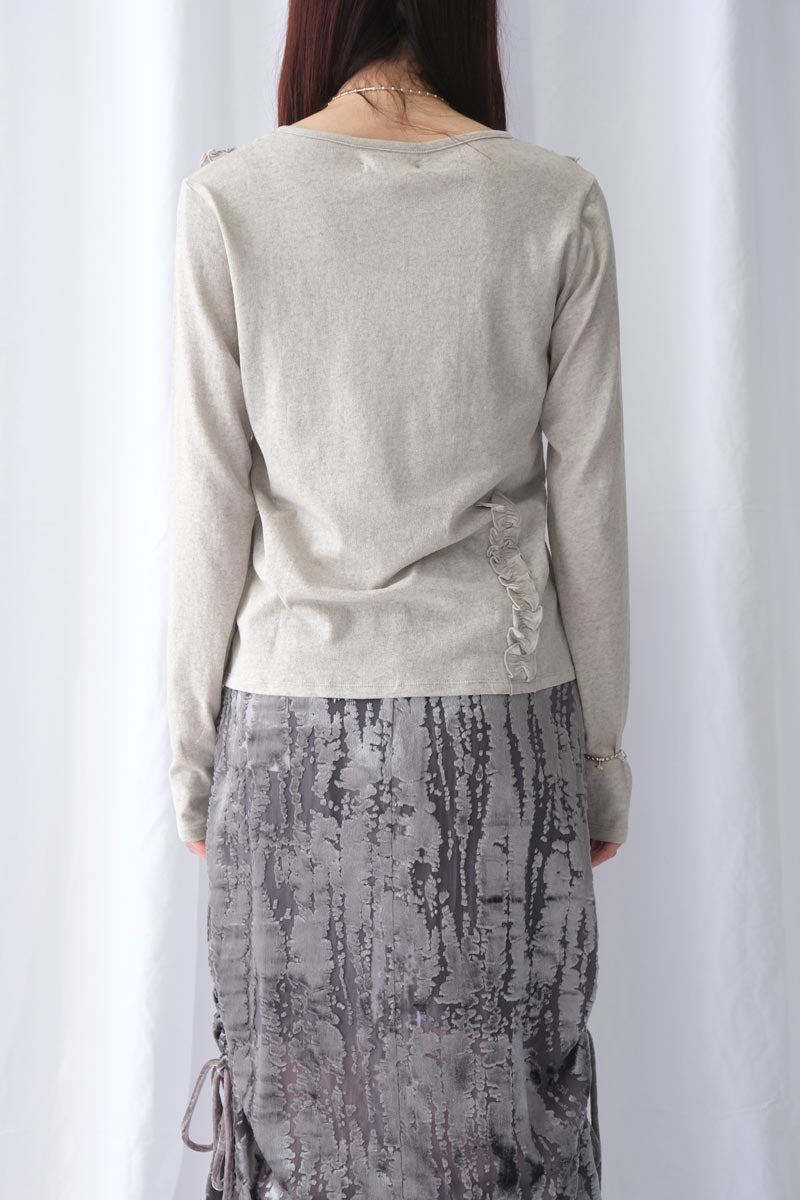DOUBLE RUFFLE LONG SLEEVE / OATMEAL