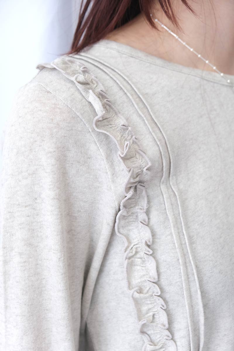 DOUBLE RUFFLE LONG SLEEVE / OATMEAL