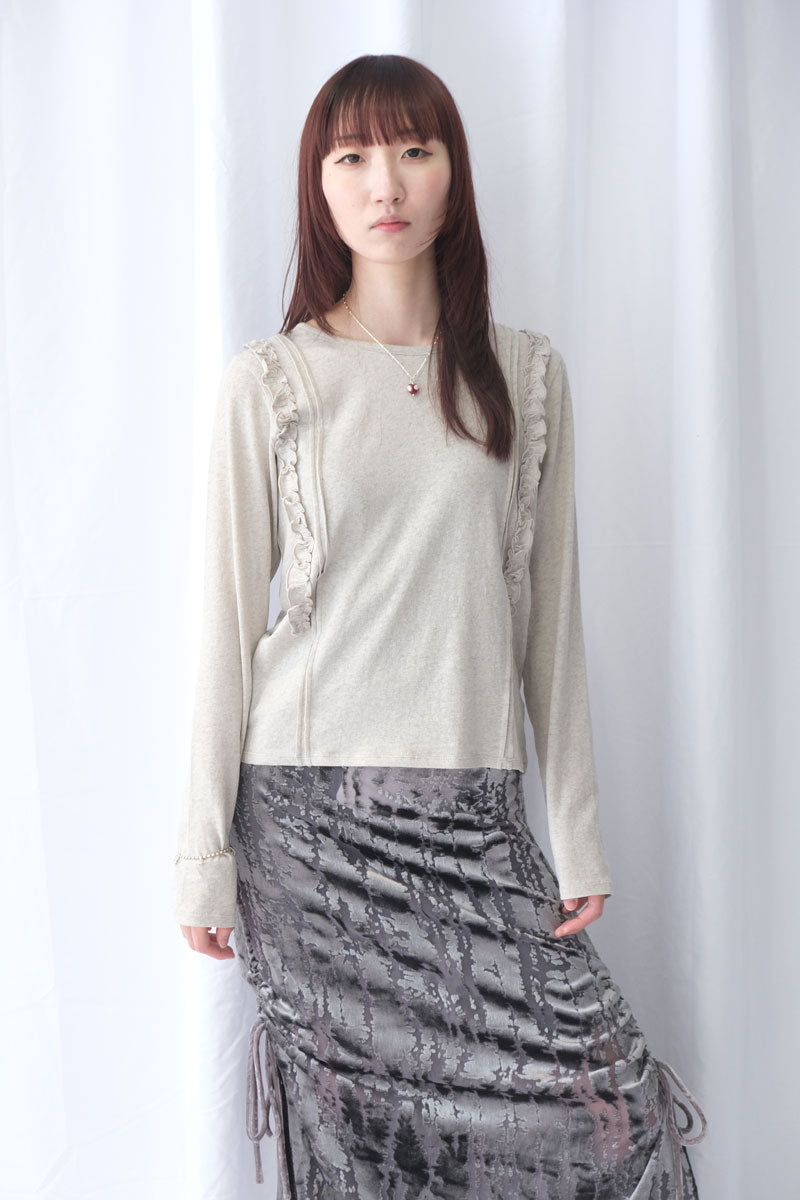 DOUBLE RUFFLE LONG SLEEVE / OATMEAL
