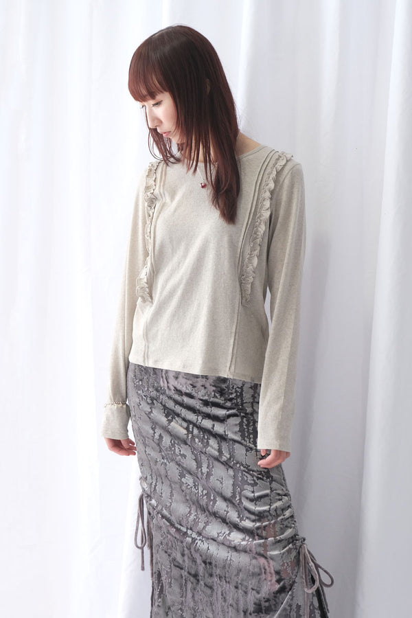DOUBLE RUFFLE LONG SLEEVE / OATMEAL