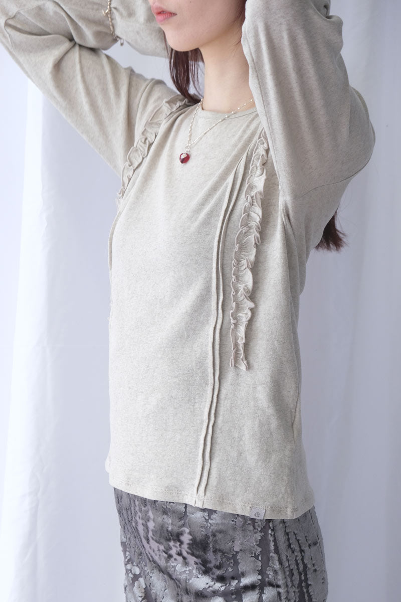DOUBLE RUFFLE LONG SLEEVE / OATMEAL