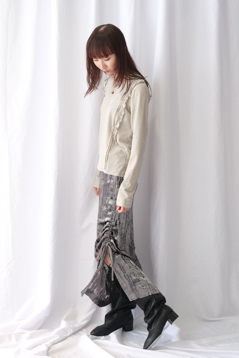 DOUBLE RUFFLE LONG SLEEVE / OATMEAL