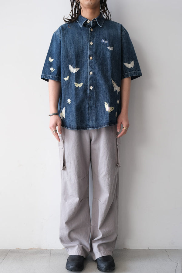 BOX SHIRT SHORT SLEEVE / DUSTY LILAC COATED VOILE 