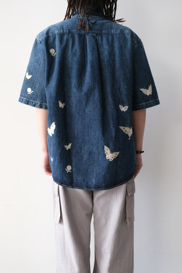 BOX SHIRT SHORT SLEEVE / DUSTY LILAC COATED VOILE 