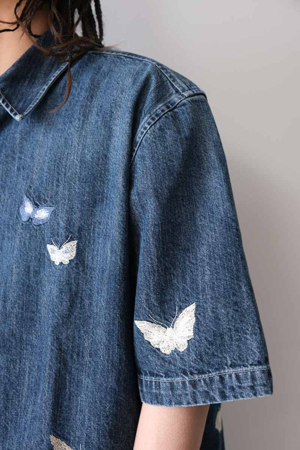 BOX SHIRT SHORT SLEEVE / DUSTY LILAC COATED VOILE 