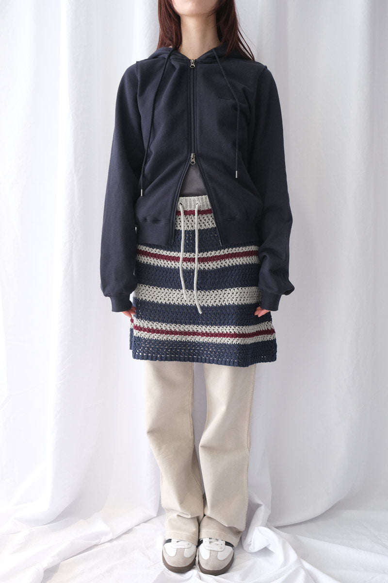 STRIPE LAYERED KNIT SKIRT / GREY