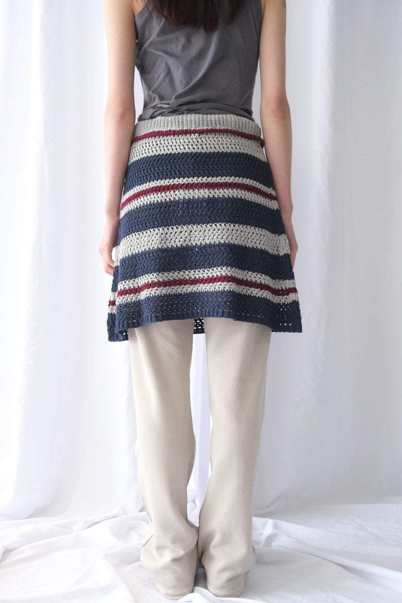STRIPE LAYERED KNIT SKIRT / GREY
