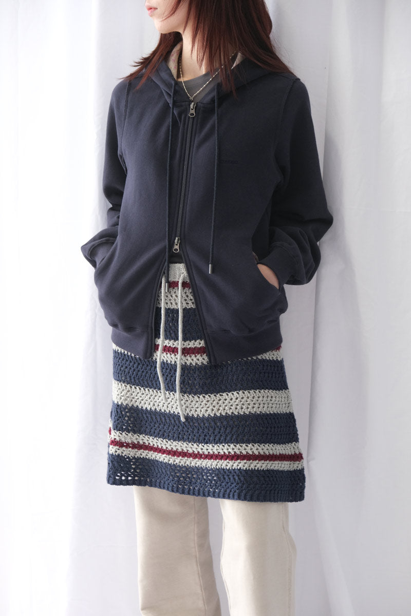 STRIPE LAYERED KNIT SKIRT / GREY