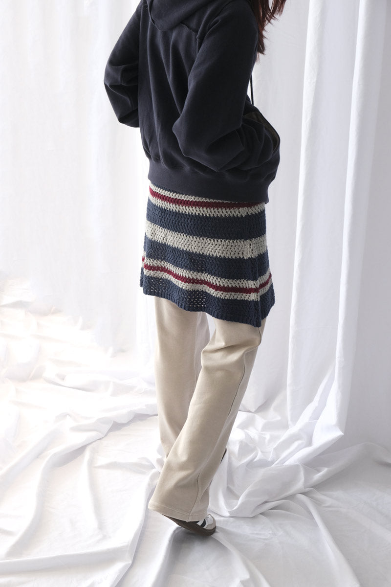 STRIPE LAYERED KNIT SKIRT / GREY