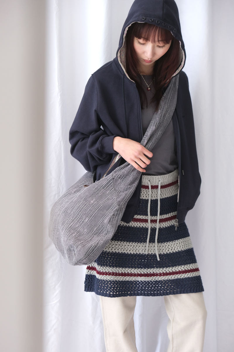 STRIPE LAYERED KNIT SKIRT / GREY