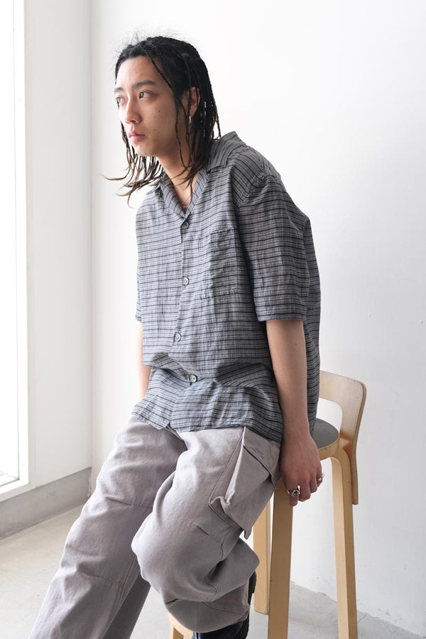 BOX SHIRT SHORT SLEEVE / DUSTY LILAC COATED VOILE 