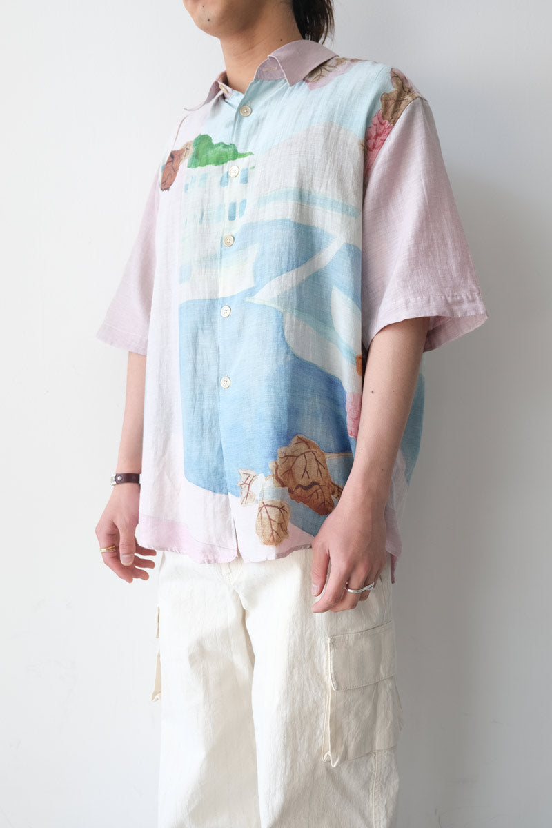 BEYOND SHIRT SHORTSLEEVE / MARINA VISTA PRINT COTTON SILK